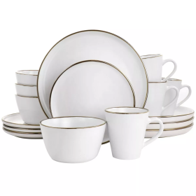 16pc Arthur Stoneware Dinnerware Set with Rim Matte White