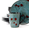 16pc Stoneware Sky Bloom Dinnerware Set Red/Blue