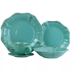 20pc Stoneware Antique Scallop Dinnerware Set Blue